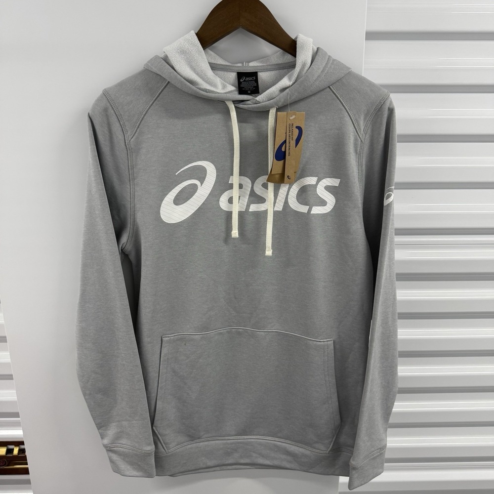 ASICS Women's Hoodie XS Gray Relaxed Fit Pullover Logo Sweatshirt NWT